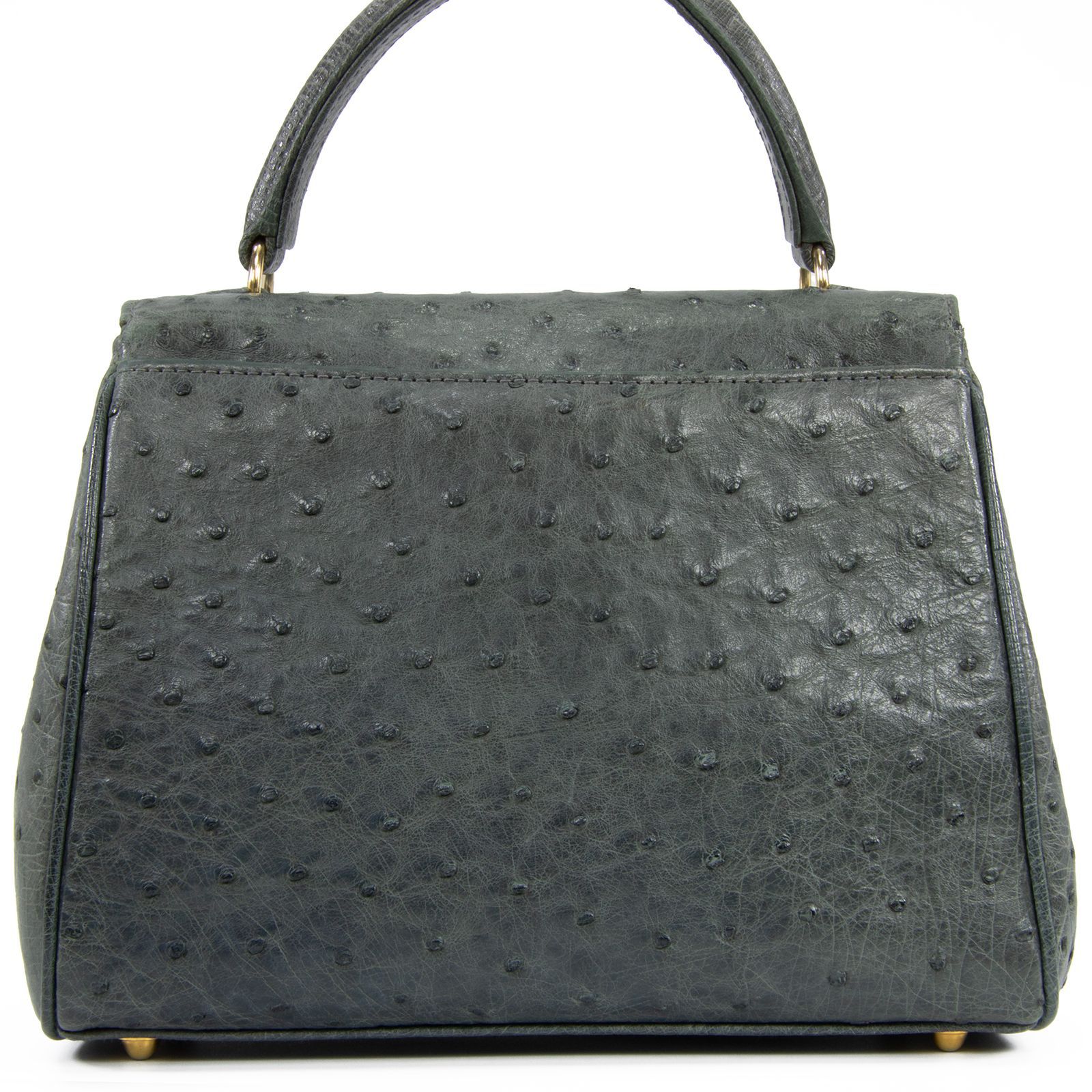 希少】COMTESSE コンテスオーストリッチハンドバッグ自立グレー