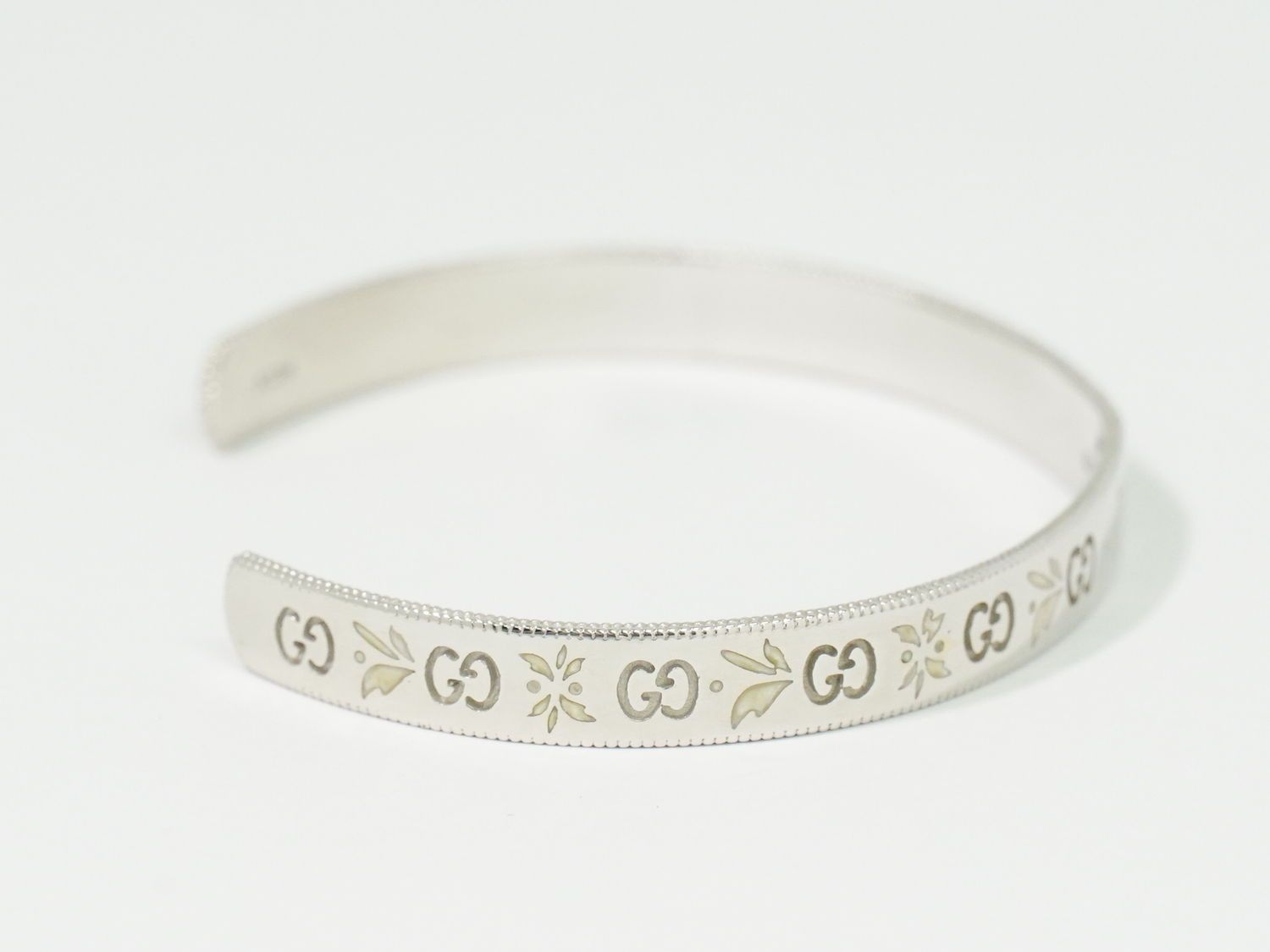 本物 グッチ GUCCI アイコン ブルーム AU750 WG バングル ブレスレット  