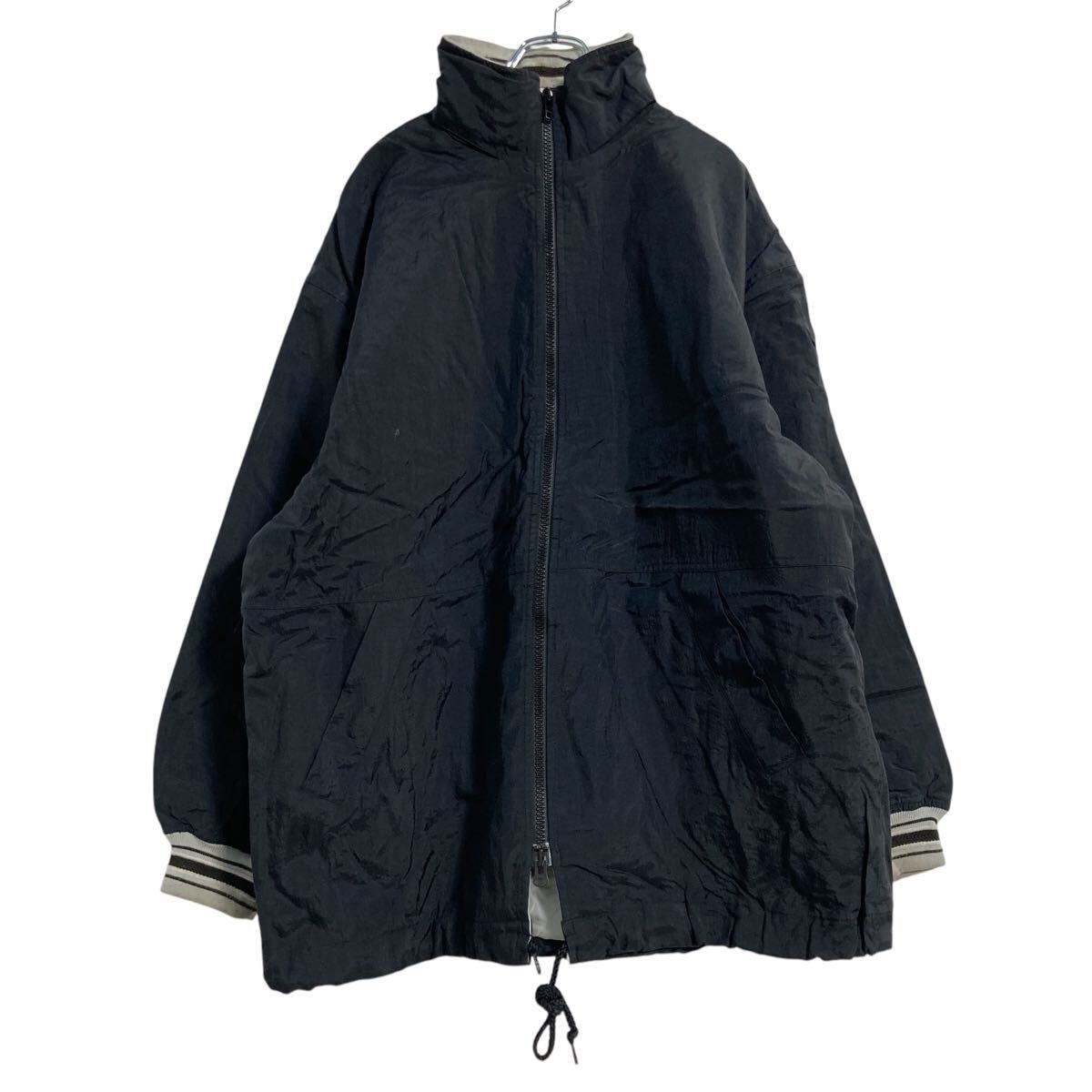 Champion ナイロンジャケット L ブラック チャンピオン 裾絞り アウター ロング 古着卸 アメリカ仕入 a701-5974