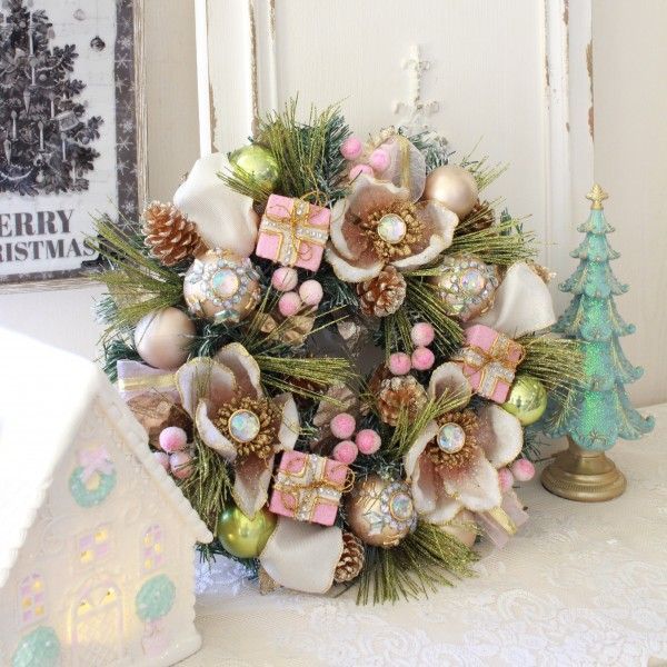 ピンク クリスマスリース