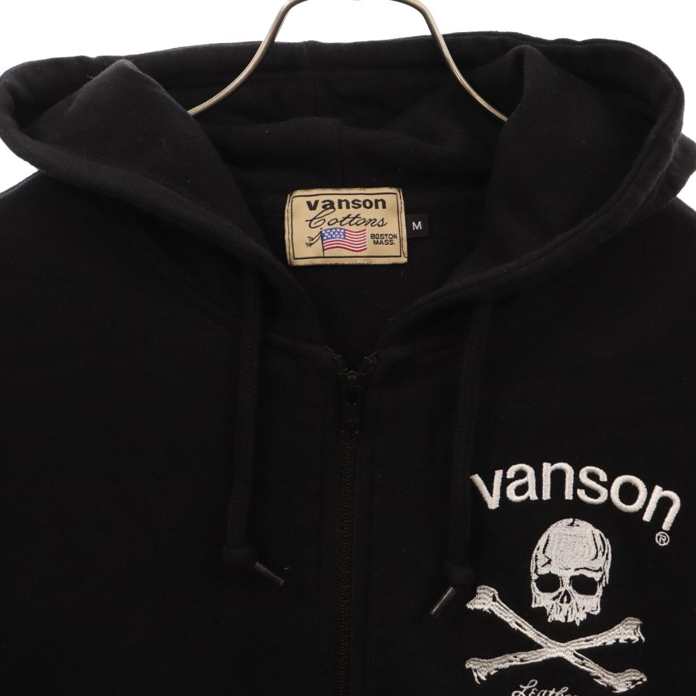 VANSON (バンソン) スカル ボーンプリント ジップアップ スウェット パーカー ブラック - メルカリ