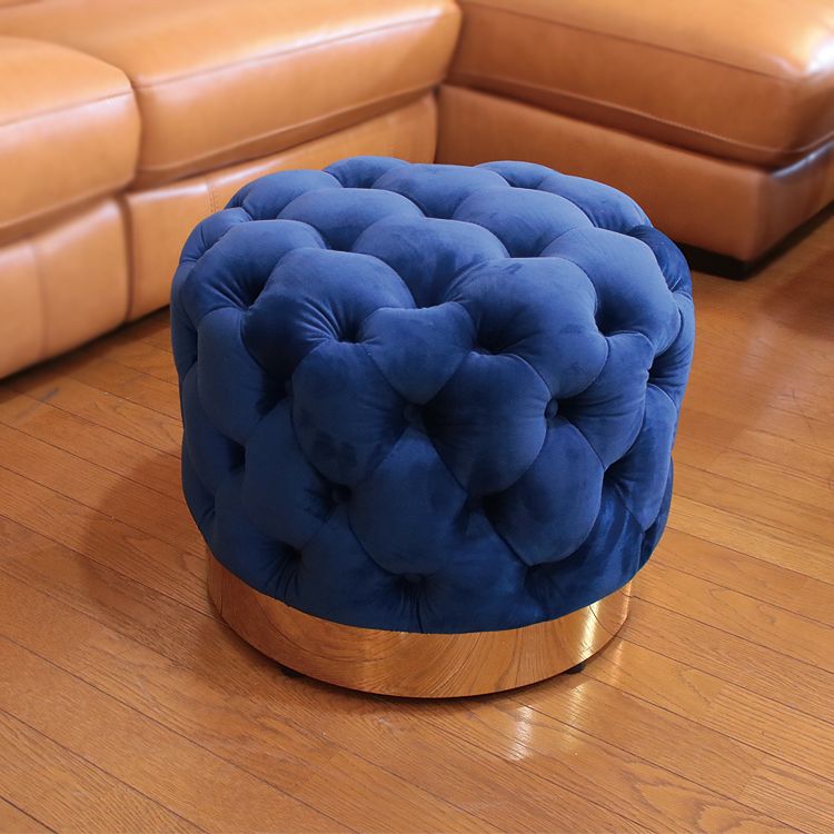 マカロンスツール ブルー Velvet Stool Φ50cm 青 ベルベット サロン