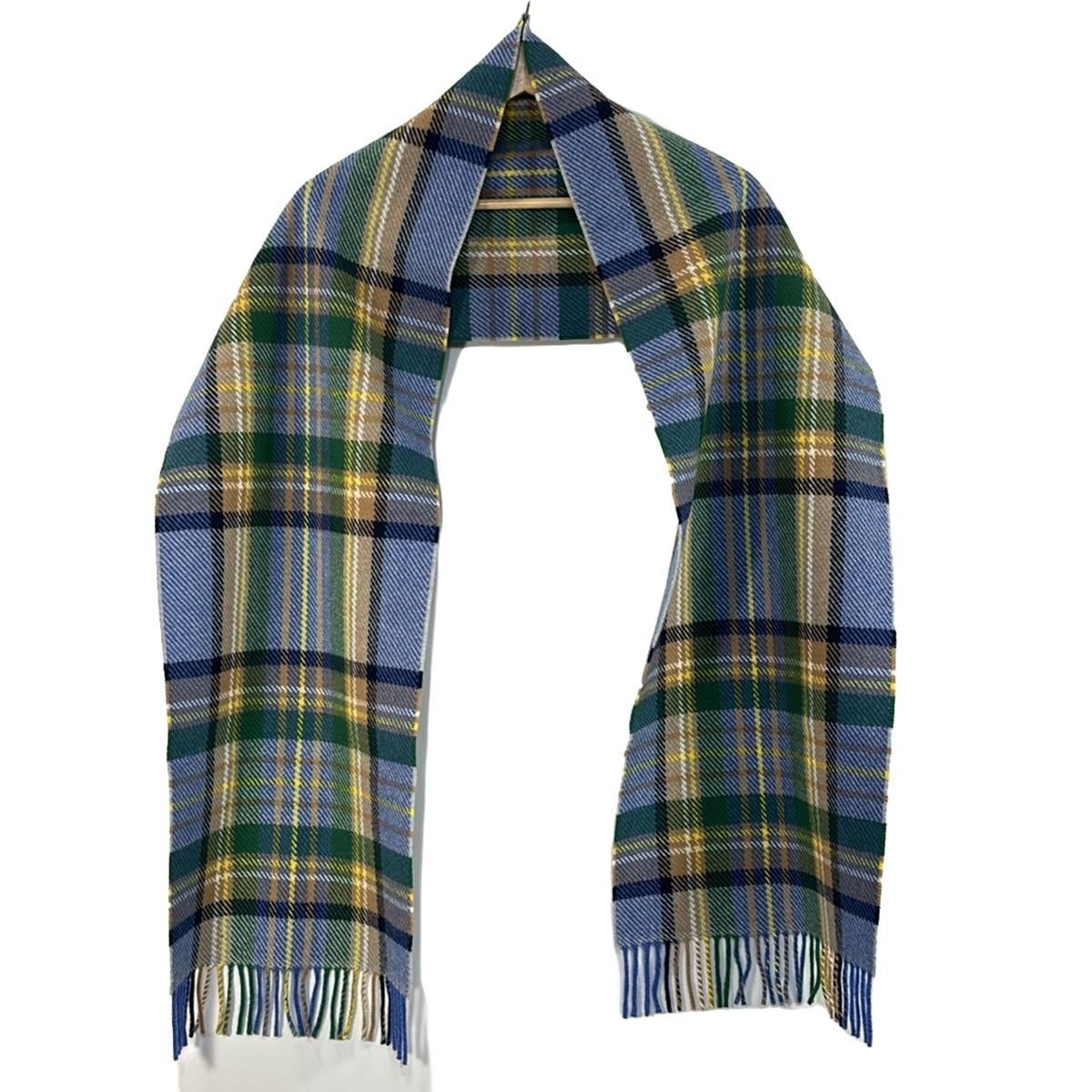 ジョシュアエリス カシミヤマフラー 英国製 チェック柄紫×緑