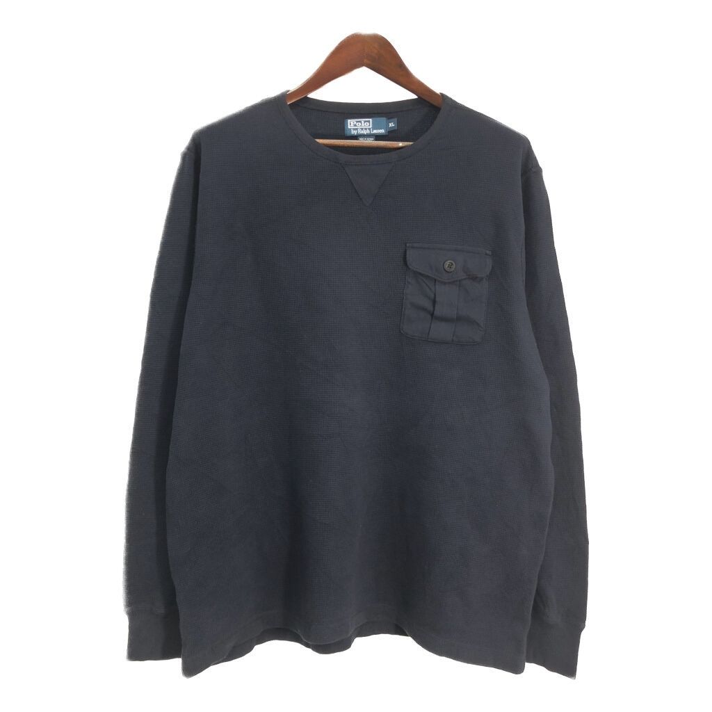 Polo by Ralph Lauren ポロ ラルフローレン サーマル 長袖Ｔシャツ ネイビー (メンズ XL) 中古 古着 T2968