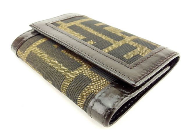 【お値下げ中】FENDI フェンディ キーケース 8連 美品 FENDI フェンディ 8AP079 6連 キーケース 茶 ブラウン PVC
