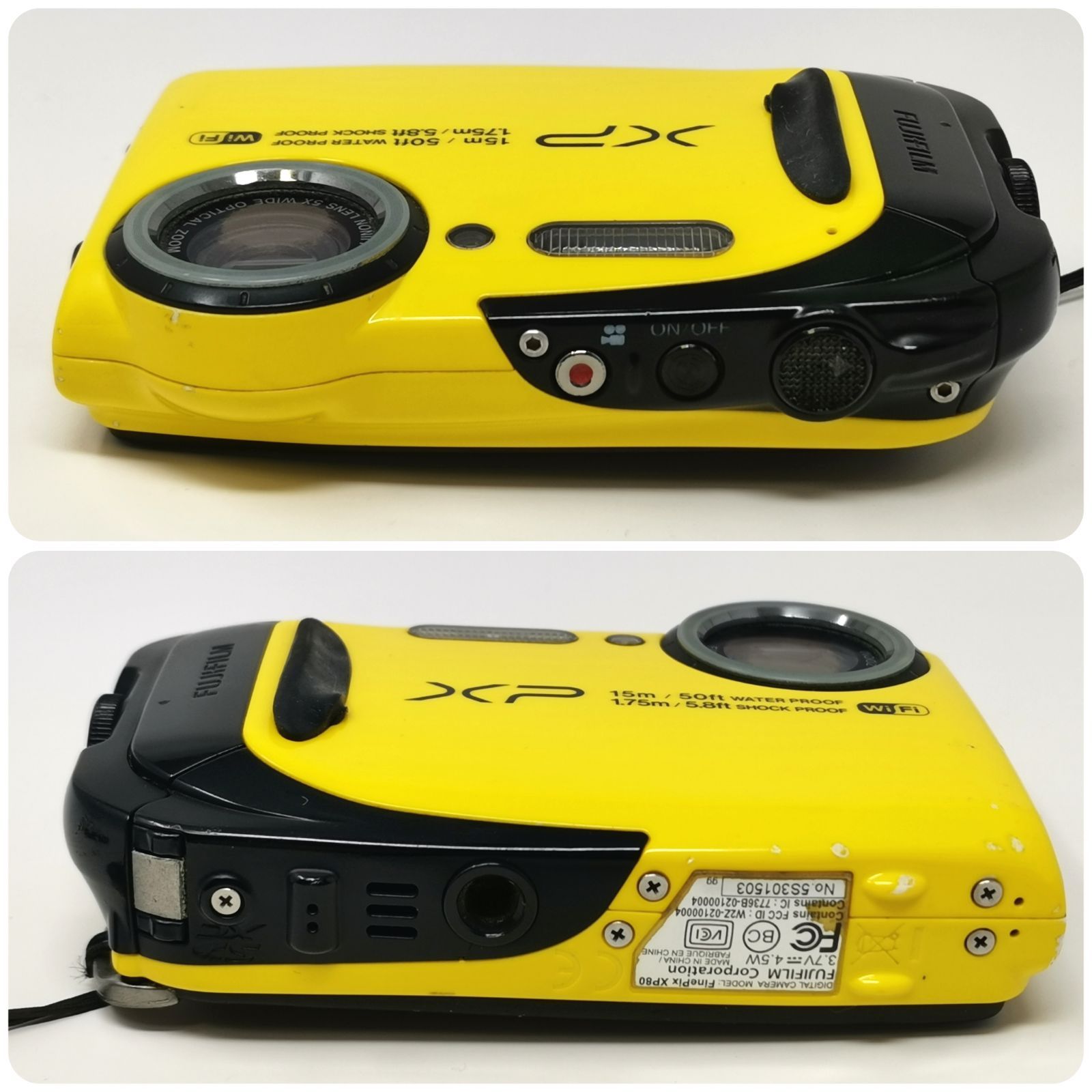 フジフィルム FINEPIX XP80 イエロー ブラック デジカメ 充電器
