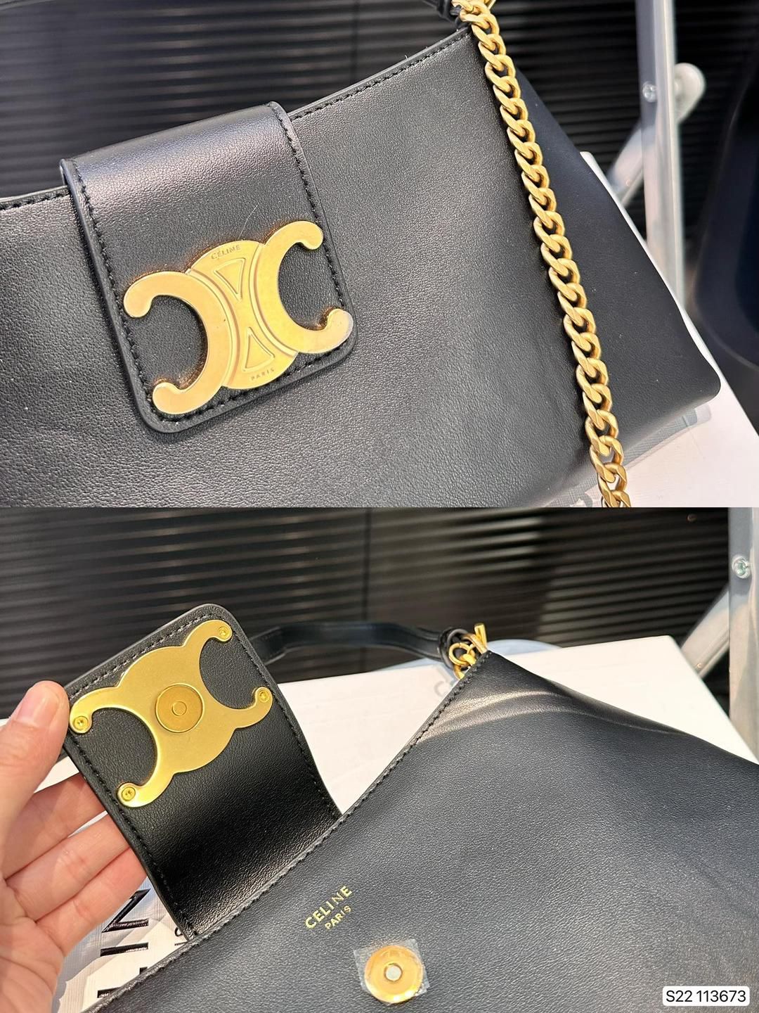 CELINEセリーヌの台形デザイン女性用ショルダーバッグ