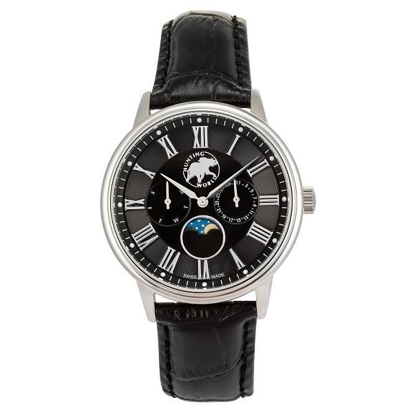 ハンティングワールド HUNTING WORLD ムーンフェイズ 40mm ブラック HWM010BK【日本正規品】