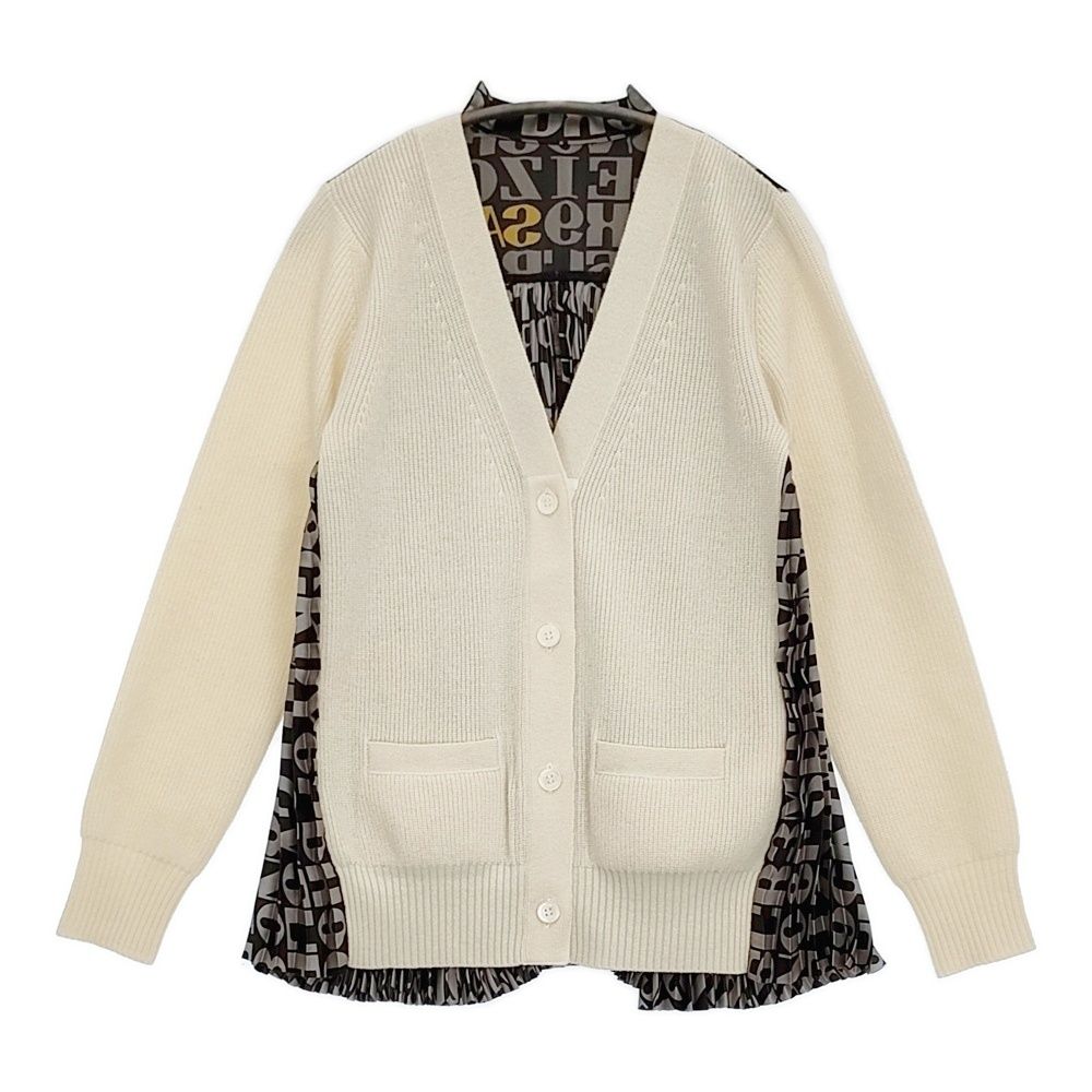 sacai luck ✨ボーダー　カーディガン　白　サカイ　ドッキング　異素材 sacai luck ✨ボーダー カーディガン 白 サカイ ドッキング 異