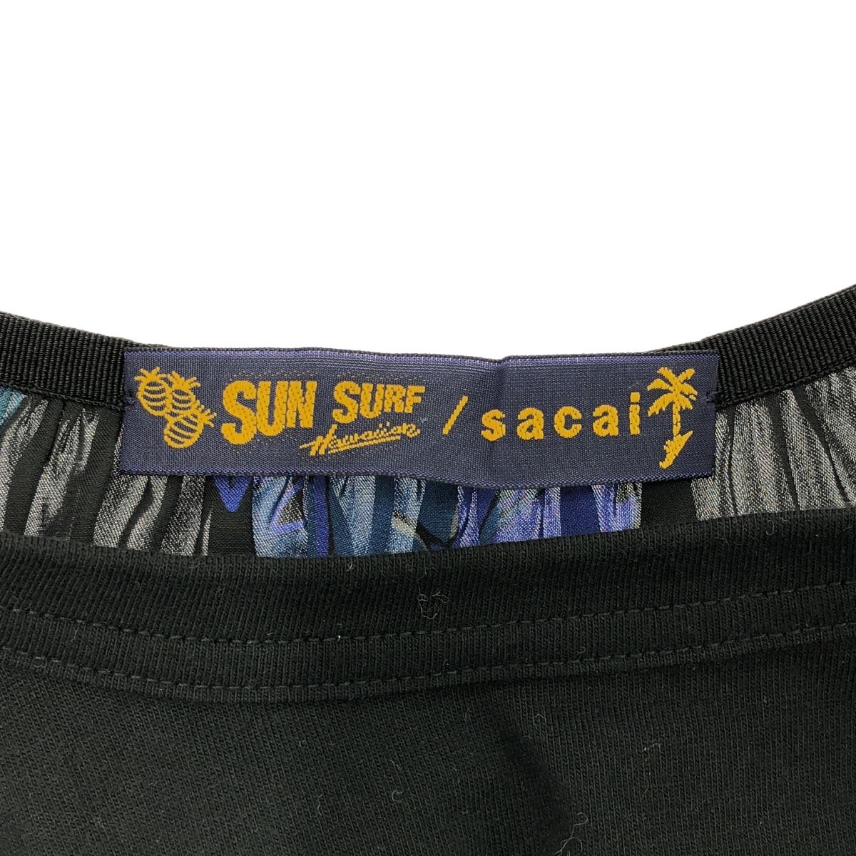sacai - sacai×Sun Surf サカイ×サンサーフ 20SS パームツリードッキングプリーツフレアTシャツ 20-05100 ブルー ブラック 1 sacai×Sun Surf サカイ×サンサーフ 20SS パームツリードッキング