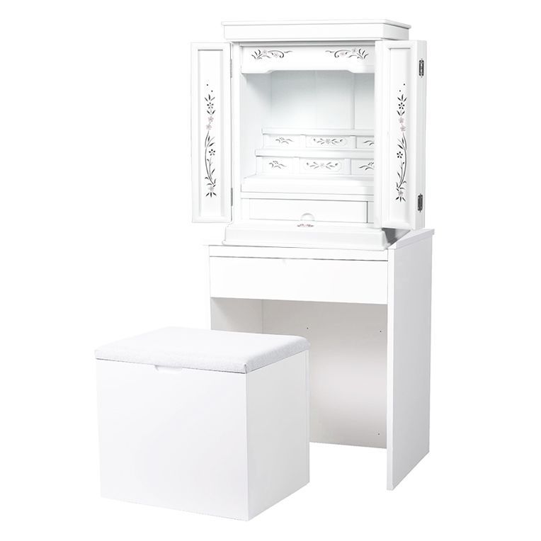 ホワイト色 仏壇 仏壇台 伝統型仏壇 天然貝 螺鈿細工 和モダン 花夕 はなゆう 18号 小型仏壇 家具調仏壇 上置き仏壇