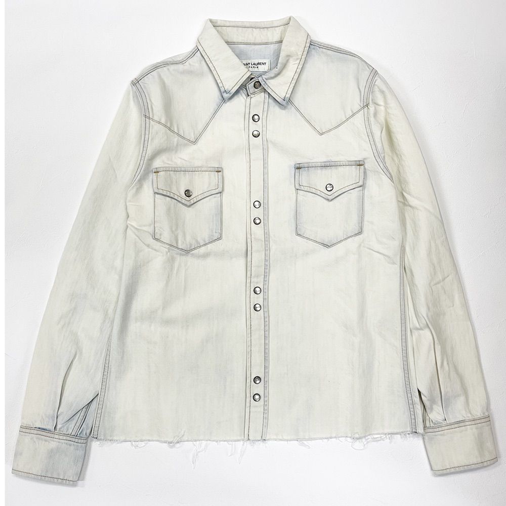 サンローラン パリ SAINT LAURENT PARIS デニムシャツ スタッズ XS/S/M