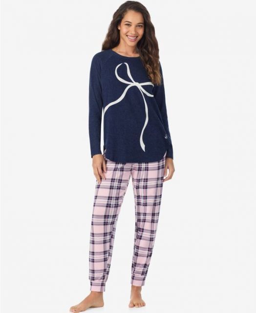 送料無料 クドルドッズ レディース ナイトウェア アンダーウェア Women s Long Sleeve Crewneck Top and Jogger Pajama Set Plaid
