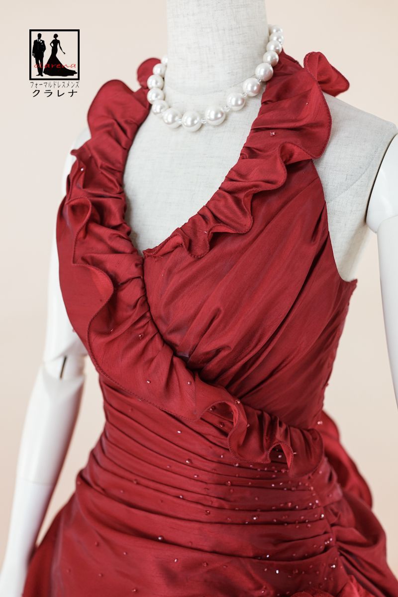 フォーマル衣装 L et Iena ドレス 7-11号 CLC5175 クラレナ ワインレッド ホルターネック ネックレス イヤリング付き ドレス 洋装 品 リサイクル cd7 cd9 cd11 MAAHADDERANG_COM