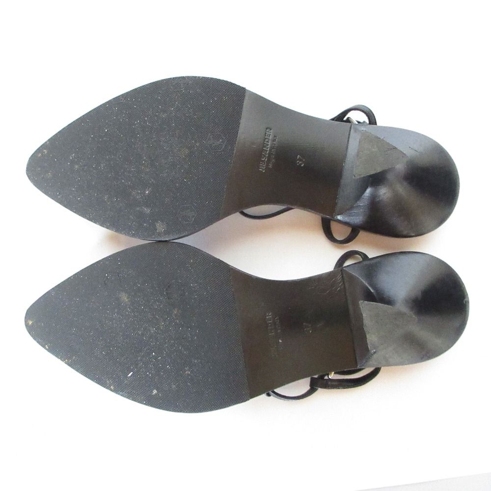 美品 JIL SANDER ジルサンダー レザー ローヒール アンクルストラップ 