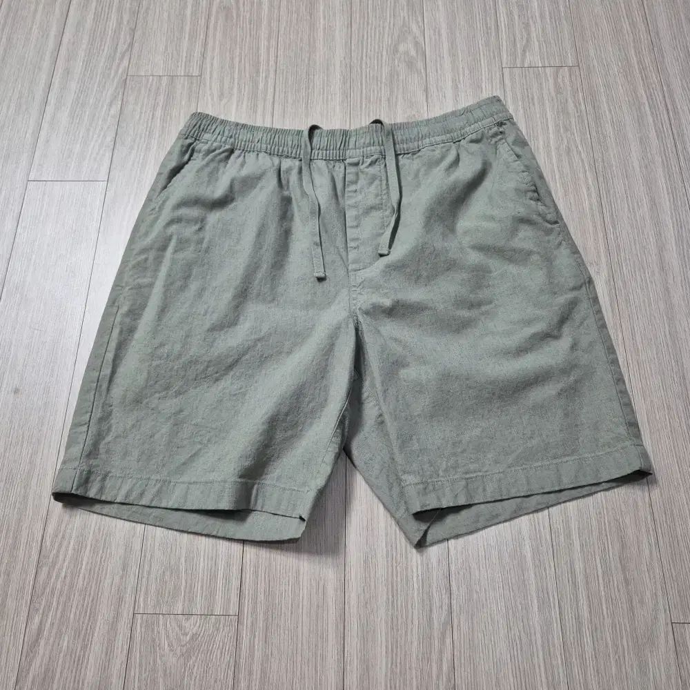 XL 1) スパオ メンズ カーキ リネン ハーフパンツ