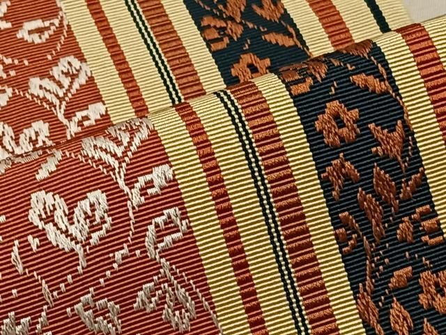 平和屋着物○本場筑前博多織 半幅帯 花唐草文 正絹 逸品 CAAV6944hy