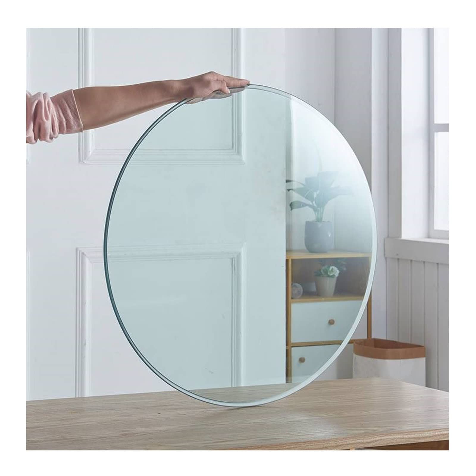 円形 パッチワーク デニム ガラステーブル 丸テーブル 大川家具 【楽天