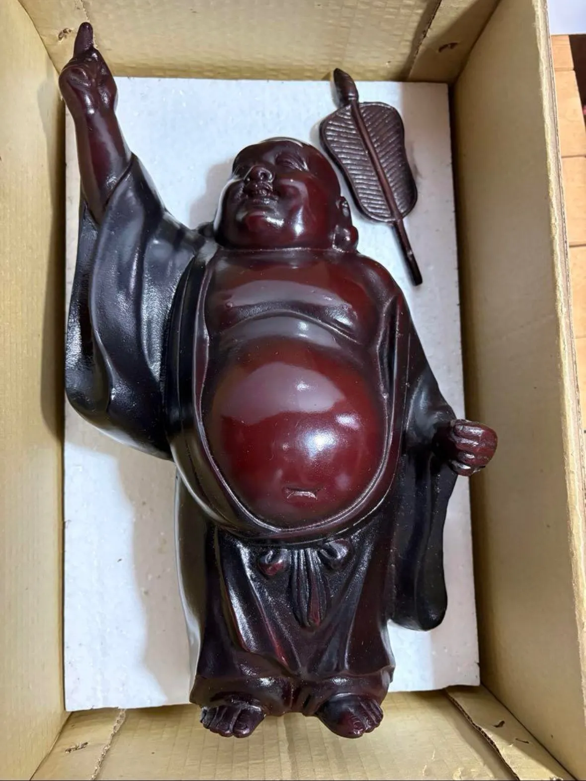 置物●古銅製とても良い笑顔の布袋様 古い銅器 布袋さん 古民具 時代物 骨董品■ 置物○古銅製とても良い笑顔の布袋様 古い銅器 布袋さん オブジェ 古