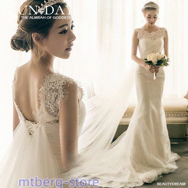 ウェディングドレス ウェディングドレス白 パーティードレス 二次会 ロングドレス プリンセス 結婚式 二次会 マーメイドトレー