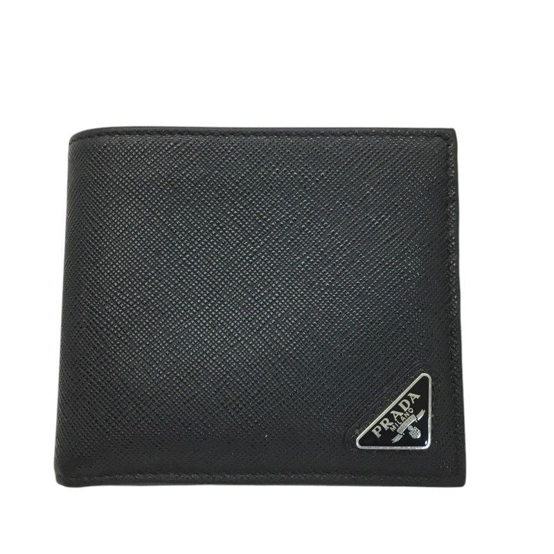 PRADA プラダ 二つ折り財布 2M0738 コンパクト財布 レザー ブラック メンズ 品 -B 質屋 かんてい局那覇店 ｎ3101901927300044