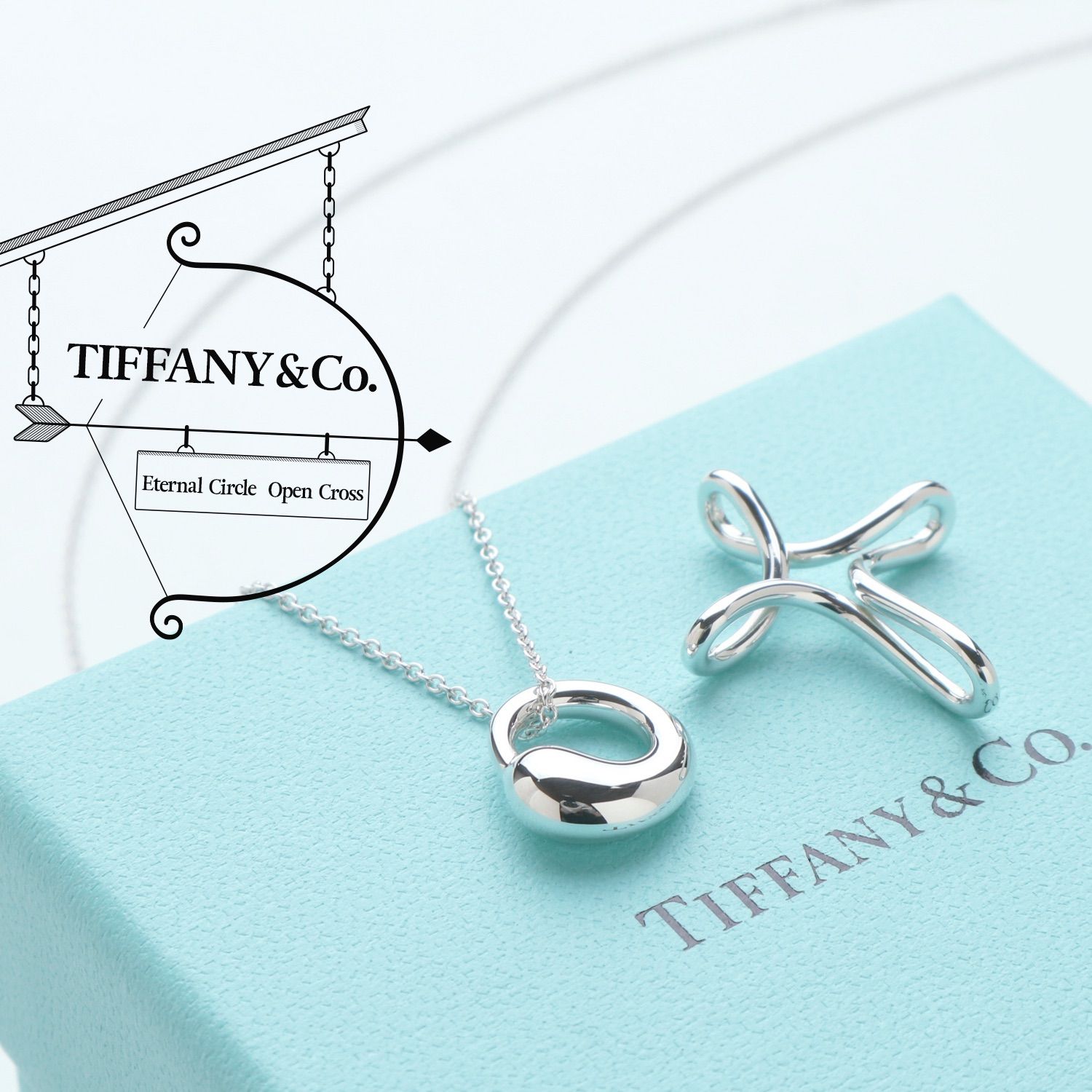 TIFFANY&Co. 極美品 アクアマリン オープンハート Ag925-