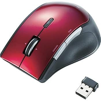 エレコム マウス ワイヤレス レシーバー Mサイズ 5ボタン 戻る・進むボタン搭載 BlueLED レッド M-BL22DBRD