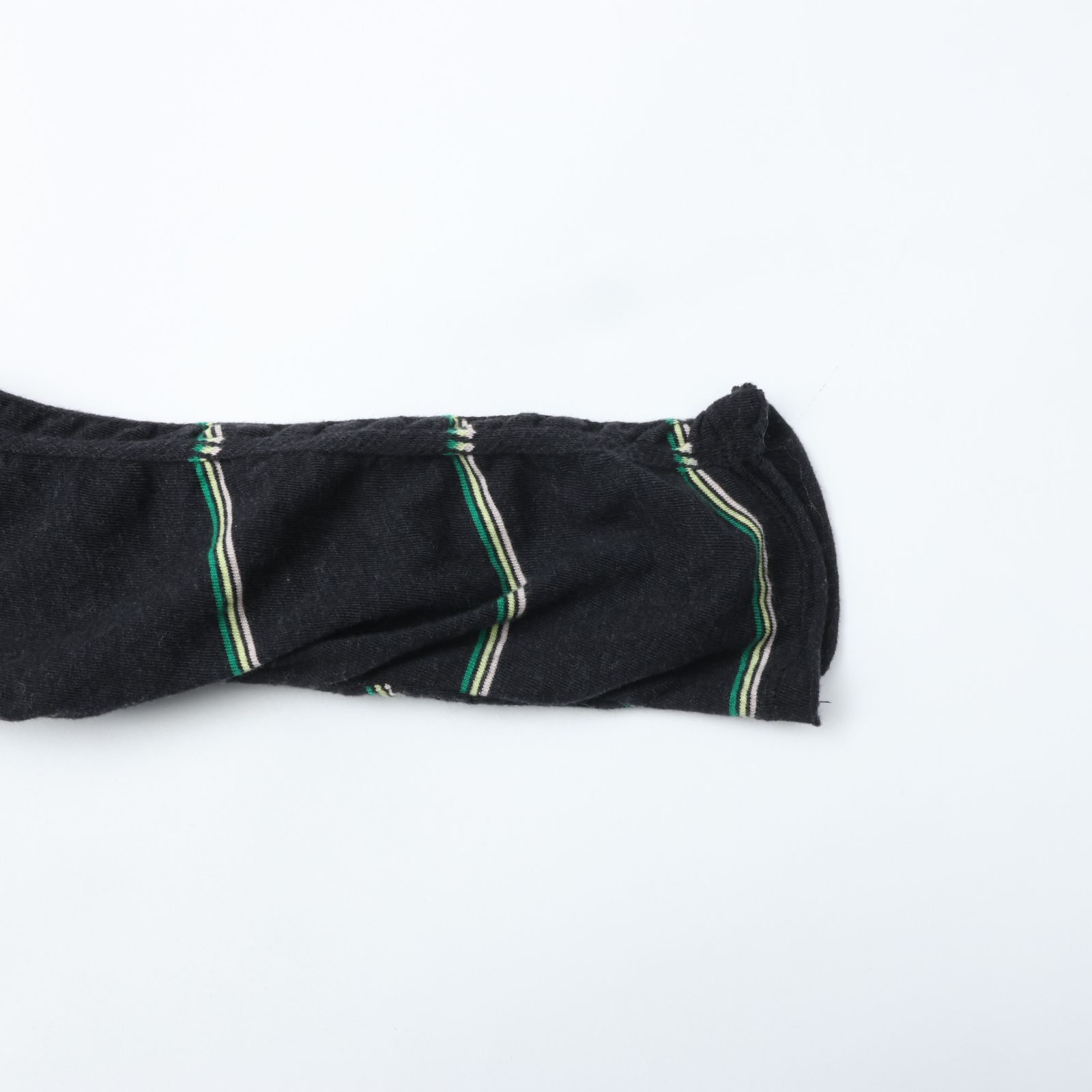 MEYAME メヤメ TUCKED JACQUARD BORDER PULLOVER BLACK タック