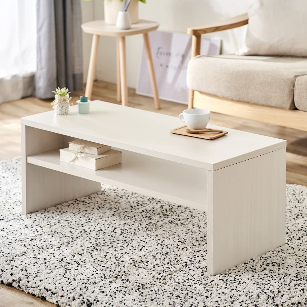 アイリスオーヤマ リビングテーブル テーブル デスク センターテーブル ローテーブル 収納 棚付き オフホワイト LTB-890W IRIS OHYAMA