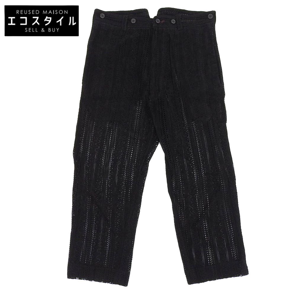 Yohji Yamamoto POUR HOMME ヨウジヤマモトプールオム Yohji Yamamoto POUR HOMME ヨウジヤマモトプールオム 総レースパンツ ボトムス メンズ 黒 ブラック S HU-P54-925 S