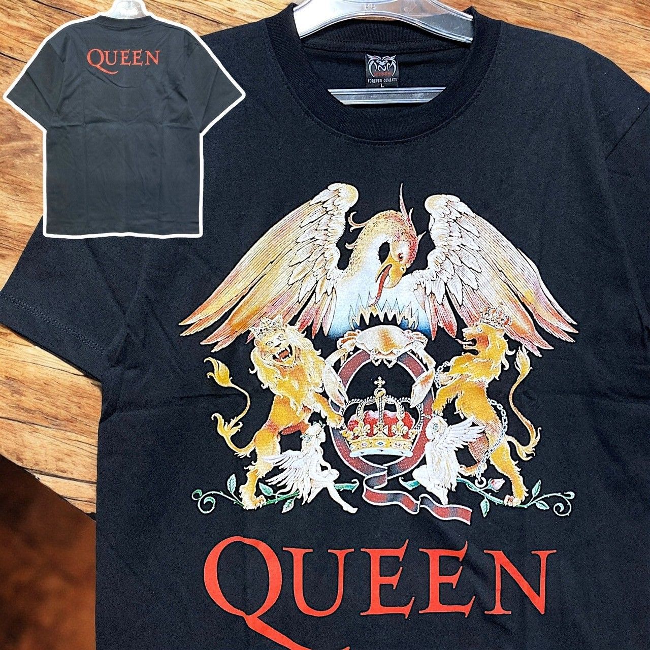 クイーン　QUEEN フレディマーキュリー　黒 Tシャツ tee ティーシャツ バンド ロック ツアー　ライブ　デザイン 両面 プリント 派手 奇抜 古着 ビンテージ vintage パンク メタル ヒップホップ ラッパー アーティスト カットソー