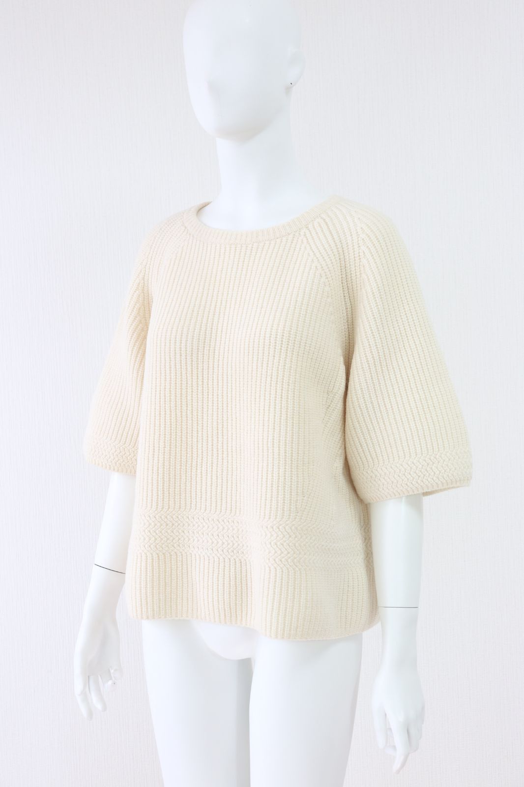 FOXEY Sweater Tee 五分袖セーター ニットトップス 39916 白|ホワイト フォクシー