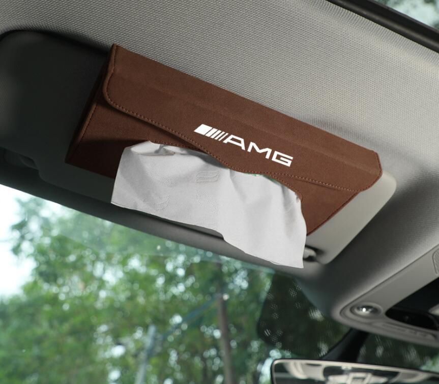 メルセデス・ベンツ AMG 車用ティッシュボックス アルカンターラ 高級ティッシュケース ティッ シュカバー マスクカバー ブラウン