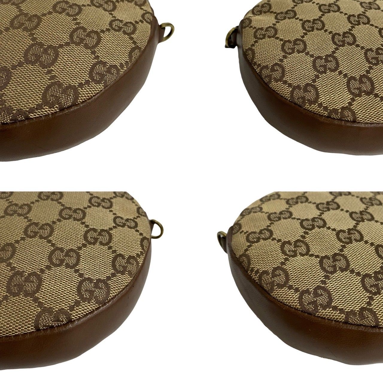 極 美品 保存袋付き GUCCI グッチ GGキャンバス ロゴ 金具 レザー 本革