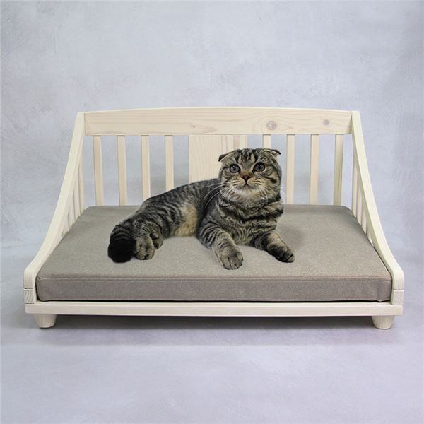 ペットベッド M 約幅67.5cm ホワイト 木製 ペット用品 ペットグッズ 犬用品 猫用品 組立品