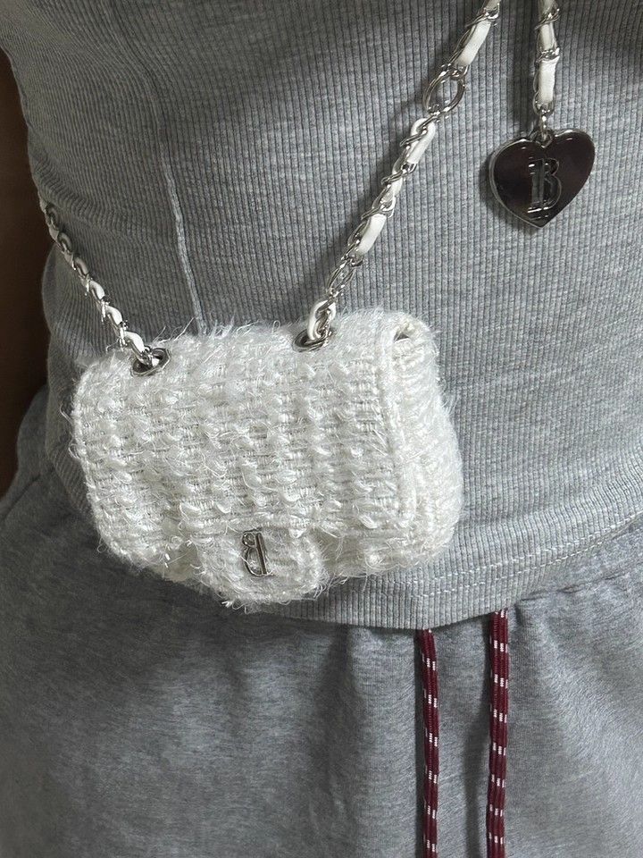 The Barnnet Tweed Chain Belt Mini Bag バーネット バッグ The Barnnet] Tweed Chain Belt Mini Bag_Ivory 正規品 韓国