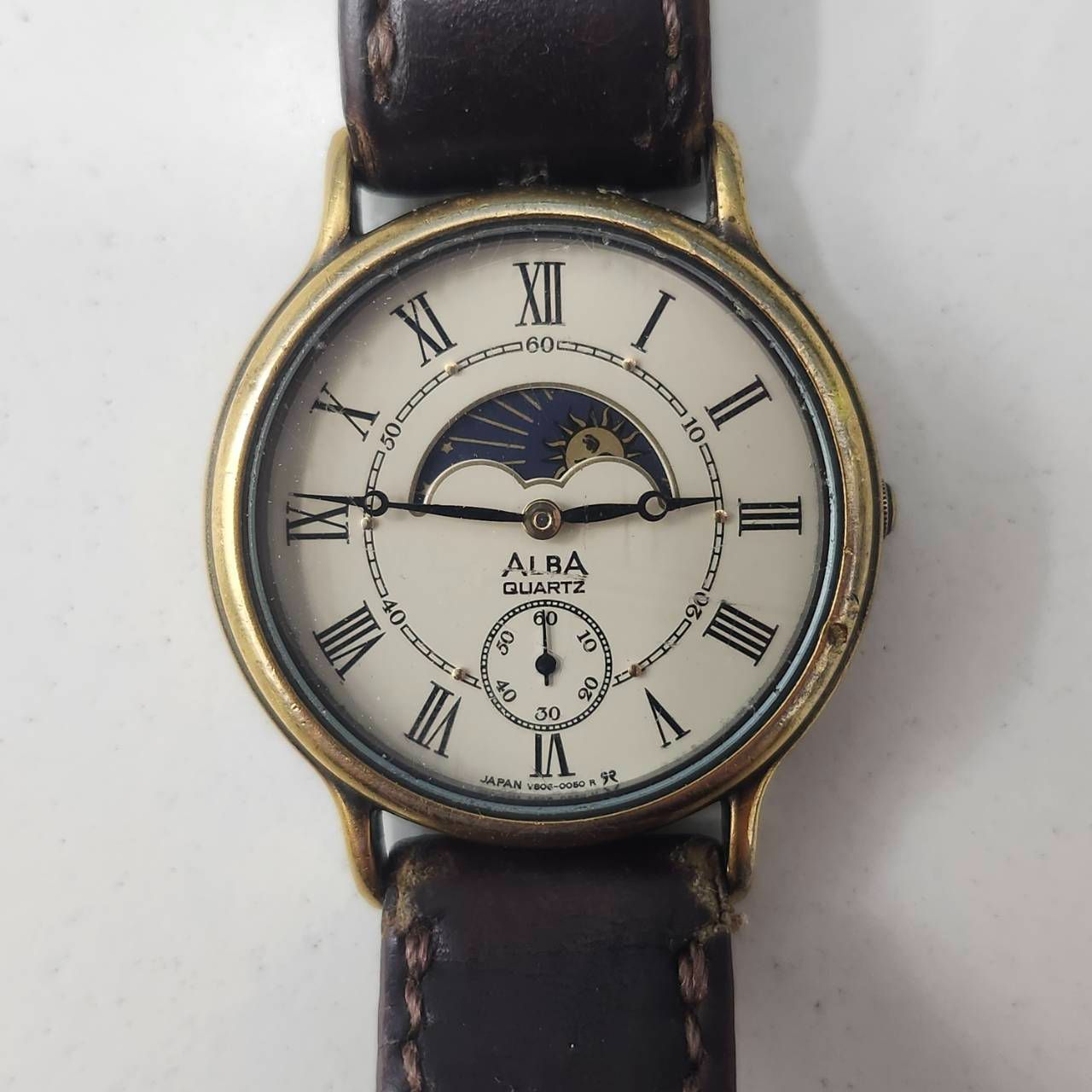 【美品】ALBA SUCCESS alpha ムーンフェイズ腕時計 SEIKO - ALBA SUCCESS ムーンフェイズ 腕時計 ローマンの通販 by
