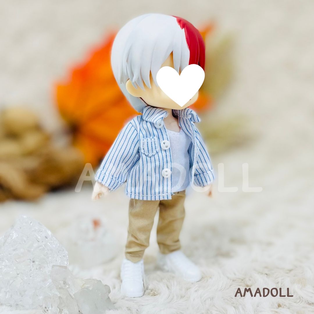 オビツ11 服 男の子 ズボン シャツ セット 靴 白 ねんどろいどどーる