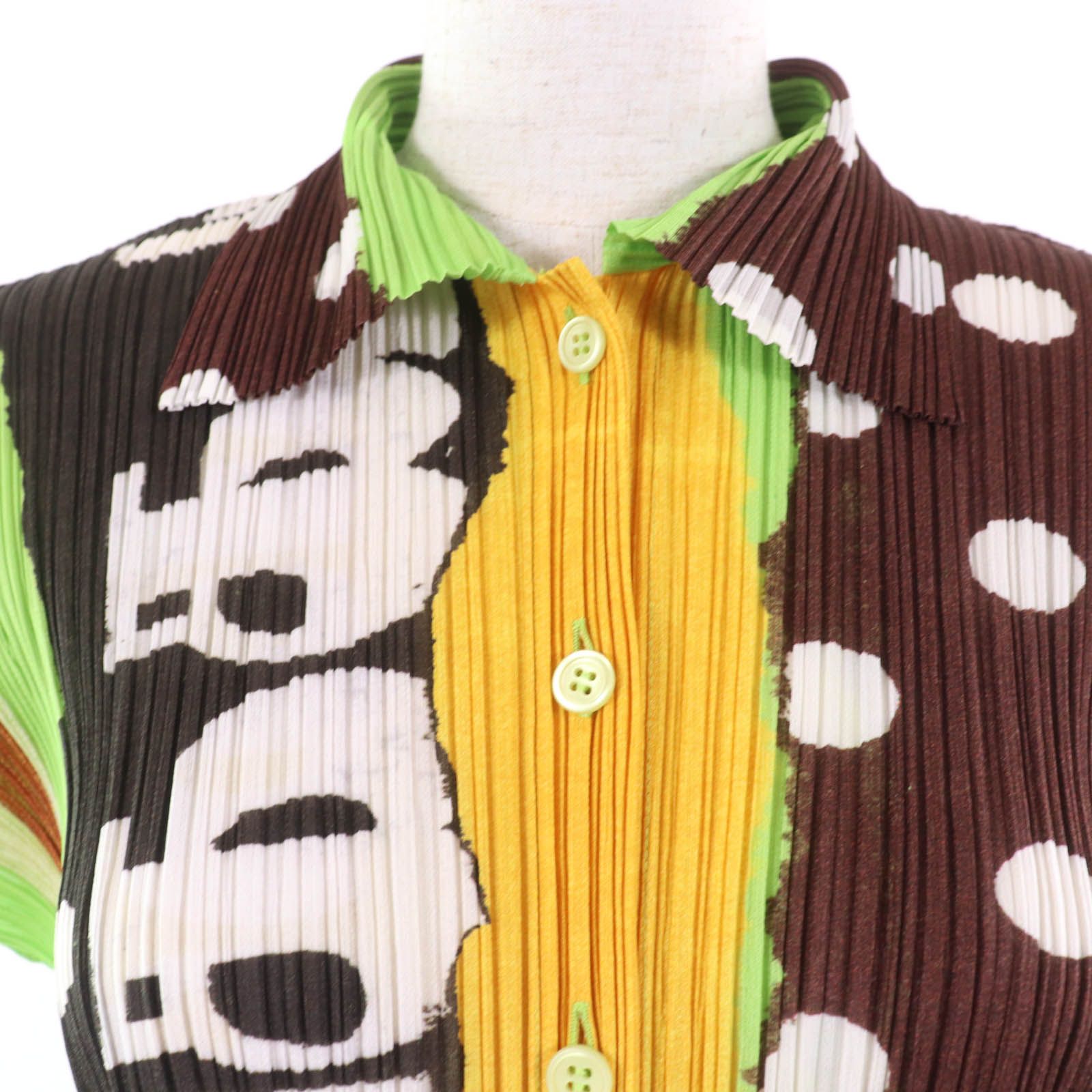 美品　ISSEY MIYAKE ドット柄 半袖シャツ 美品☆PLEATS PLEASE プリーツプリーズ イッセイミヤケ PP31