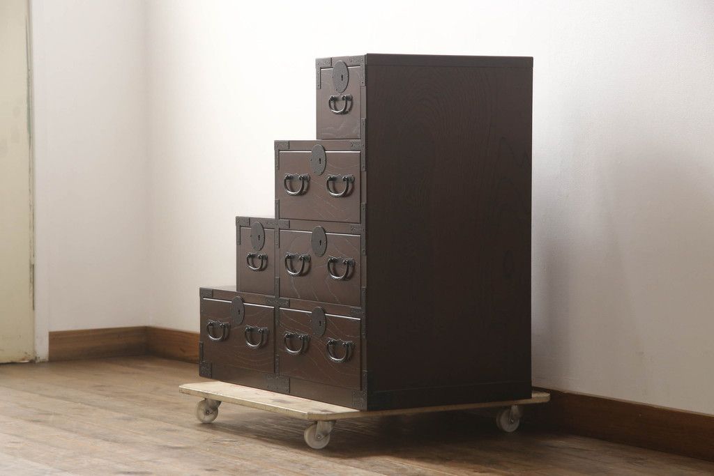 （株）青木産業製、階段箪笥 ☆事前問合せ必須☆ 青木産業製 階段箪笥 中古 上質 江戸整理タンス