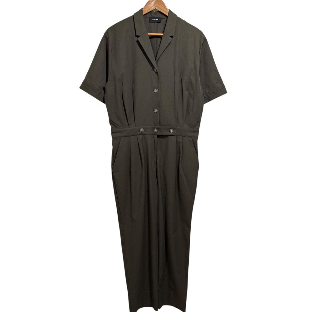 美品 22SS SINME シンメ 半袖 オールインワン ジャンプスーツ S22SS-10 サイズM カーキ レディース 古着  USED