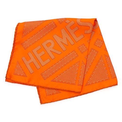 エルメス スカーフ シルク カレ45 ミニスカーフ セリエ オレンジ 