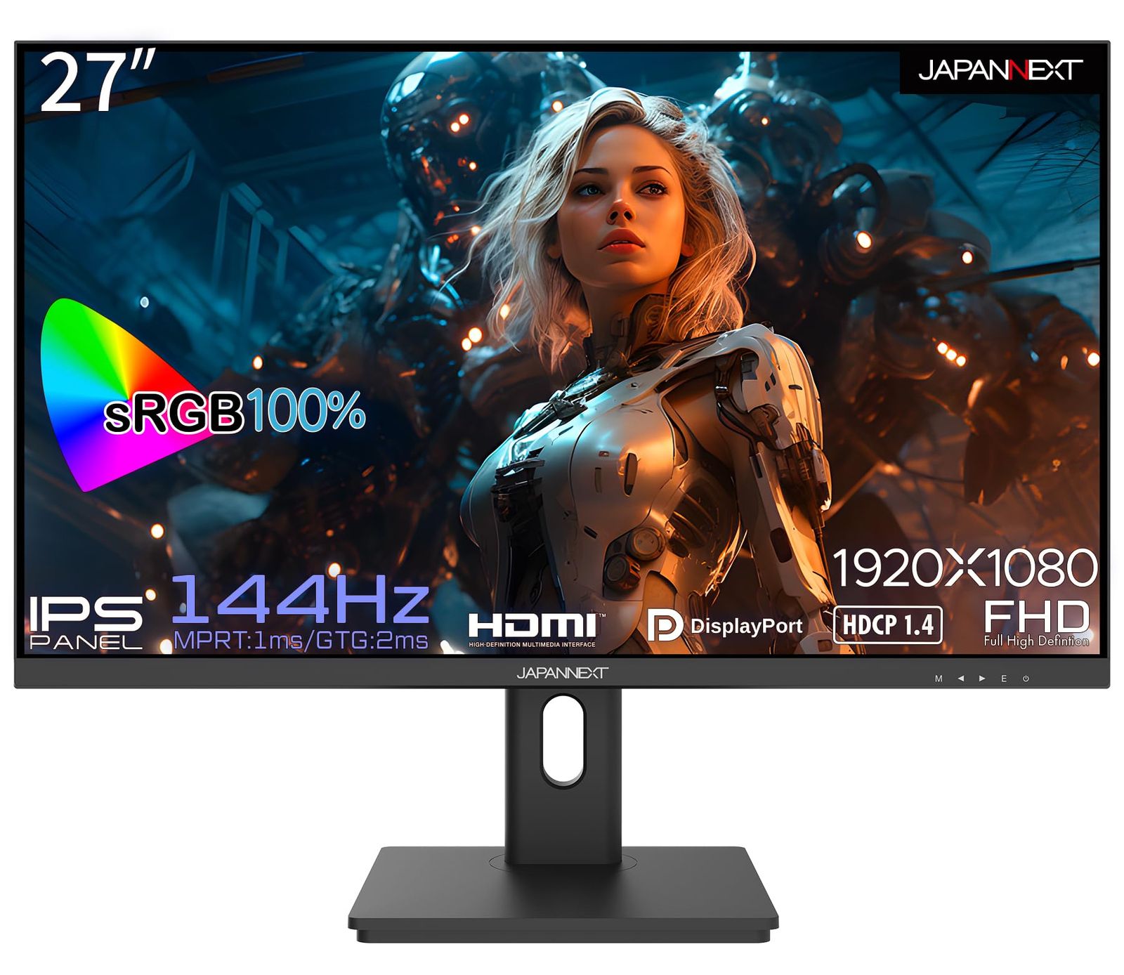 【特価商品】144Hz ゲーミングモニター 1ms フルHD 192x18解像度 27インチ IPS パネル ディスプレイ JAPANNEXT HDMIDisplayPortVESA対応高さ調節回転ピボット機能ブルーライトカット 視野角178 JN-IPS2