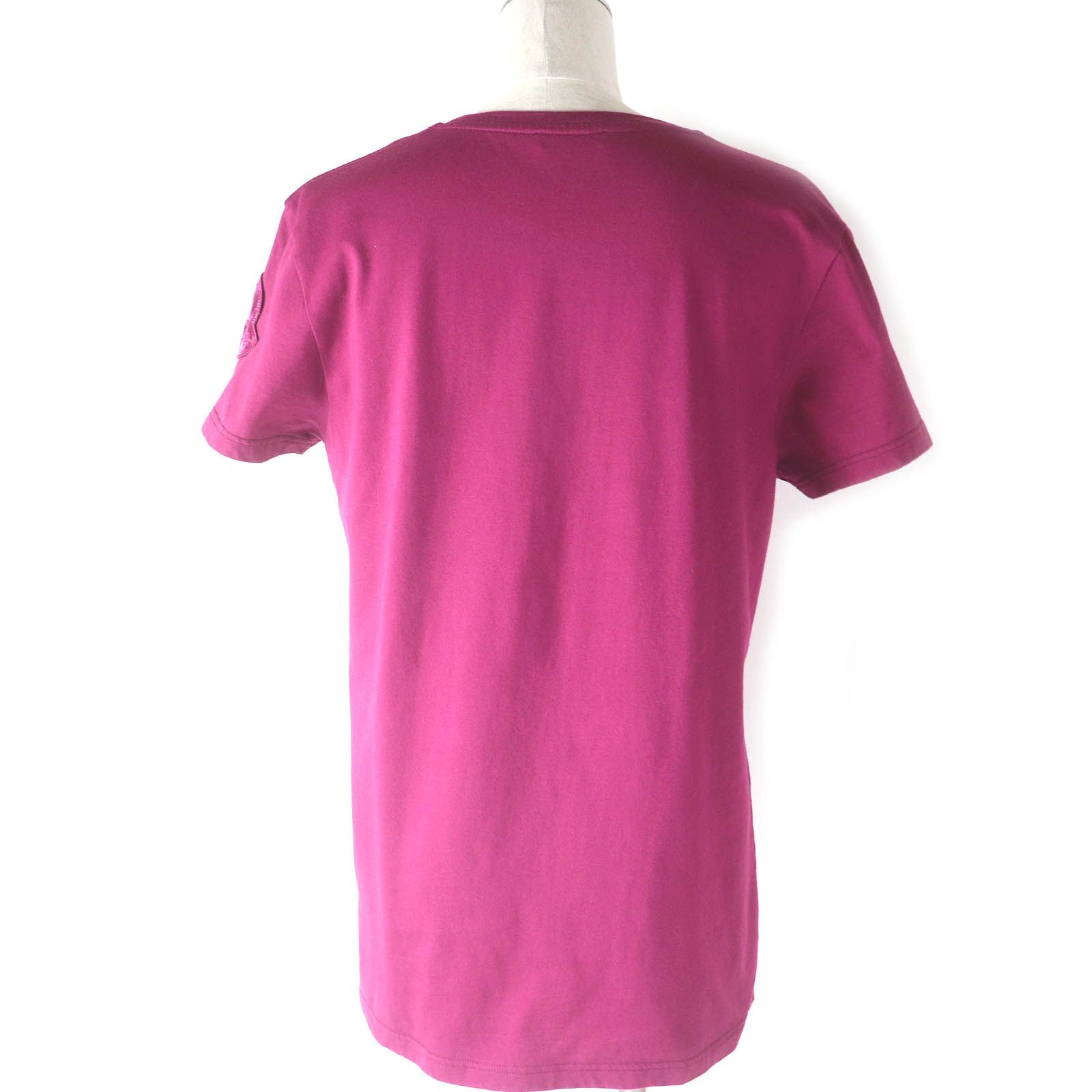 美品□MONCLER モンクレール 19SS T-SHIRT GIROCOLLO コットン ロゴワッペン付き カットソー Ｔシャツ パープル L 正規品 レディース 美品□MONCLER モンクレール 19SS T-SHIRT GIROCOLLO コットン