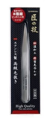 まとめ買い-12点セット ステンレス製 毛抜き 細 グリーンベル メイク