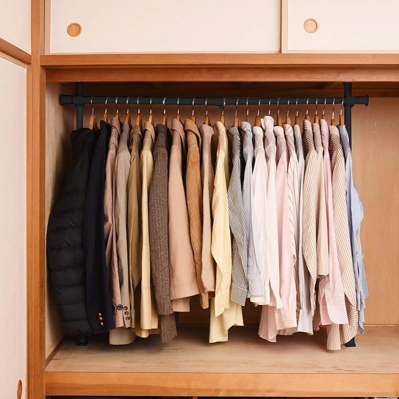 ハンガーラック 引き出し付きスリム 幅80x奥行35cm タンス付き BLACK