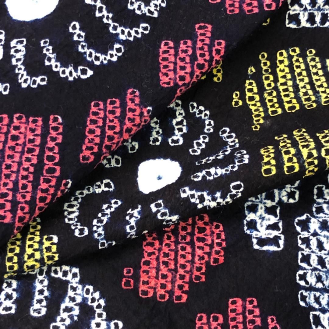 夏着物 浴衣 有松鳴海本絞り 花模様 青褐色 K-4974