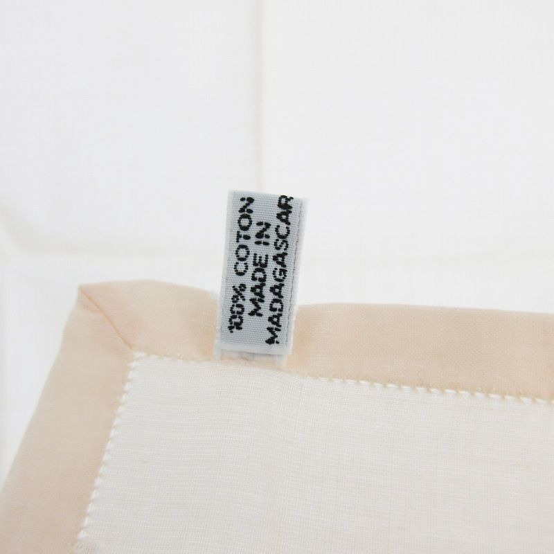 エルメス HERMES ハンカチ ロゴ 刺繍 コットン オレンジ 45cm