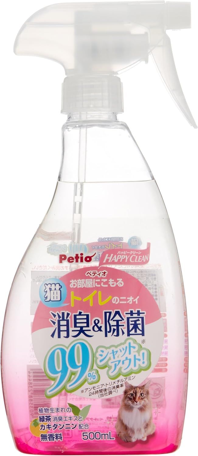 同梱不可 24個セット ペティオ ペティオハッピークリーン猫トイレのニオイ消臭＆除菌500mL