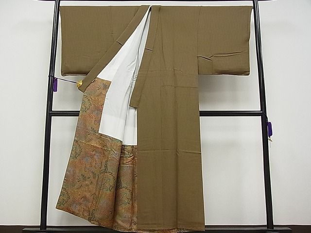 平和屋本店□極上 男性 銀座もとじ プラチナボーイ お召 色無地 立涌